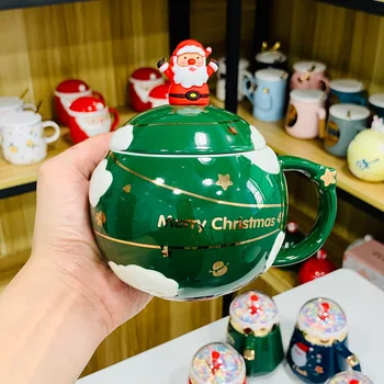 Kalėdų dovana kūrybos įdomus Kalėdų keramikos puodelis su dangteliu šaukštas studentų dovana puodelis kavos puodeliai