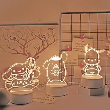 Kawaii Sanrio 3D Naktį Šviesos Cinnamoroll Mano Melodija Hello Kitty Stalo Lempa Ornamentas, Miegamojo, Žibintai, Apdailos Mergaitės Dovana Vaikui Žaislas