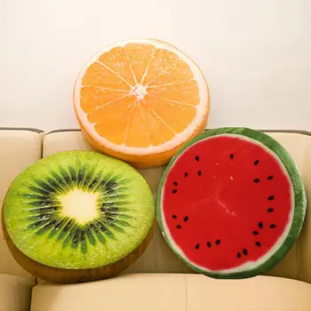 3D Vaisiai, Kivi, Apelsinų, Arbūzas pagalve Kūrybos Minkštas Apvalus Namų Dekoratyvinės Pagalvės Pliušinis Biuro Kėdė Atgal Pagalvėlės 33cm