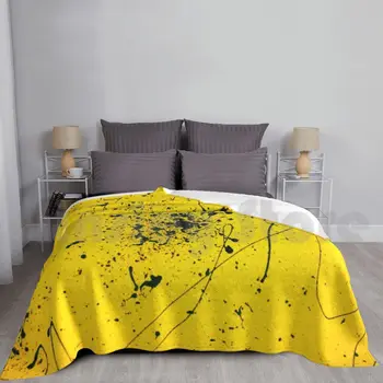 Kamane Antklodė Už Sofa-Lova Kelionės Geltona Juoda Abstrakčiai Jackson Pollock Šļakstēties Modernių Šiuolaikinių Veiksmų