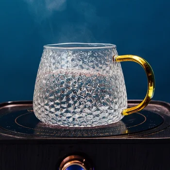 Šviesos prabanga skaidrus plaktukas grūdų stiklinės pieno puodelio aukštos borosilikatinio karščiui atsparios taurės