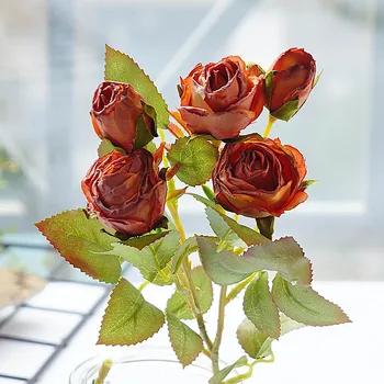 Rudenį, Rudenį, Prabangaus Džiovintų ieškote mini rožės šaką su lapais dirbtinio šilko gėlių indie kambario dekoro flores artificiales