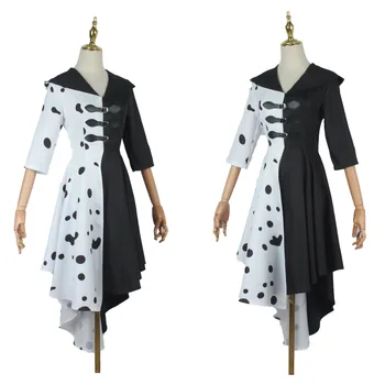 Helovyno Cosplay Šalies 101 Dalmatians De Vil Cruella Nuslėpti Dress Kostiumai Suaugusiems