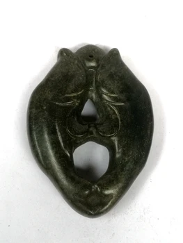 YIZHU CULTUER MENO Kolekcija Kinijos Hongshan Kultūros Juoda Magnetas Jade Rankų Žuvų Pakabukas