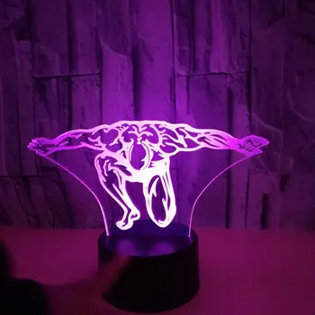 7 Spalvų Kaita, Naktį Šviesos diodų (LED 3D Aerobikos Raumenų Stalo Lempos Naujovė Kultūrizmo Formos Naktiniai Palieskite Apšvietimo Šviestuvas, sporto Salė Dekoro