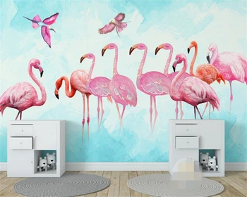 Beibehang Šiaurės šalių klasikinės mados tapetai Aukštos kokybės 3d tapetai, freskos šiuolaikinių HD ranka-dažytos flamingo 9 foto 3d tapetai