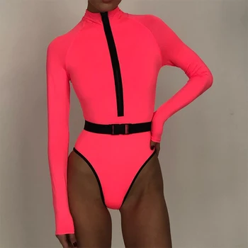 Brazilijos Seksualus Neon Pink Vientisi Maudymosi Kostiumėlį Moteris 2023 Mujer Naujas Kieto Badysuit Maudymosi Kostiumėliai, Aukštos Sumažinti Paplūdimio Monokini