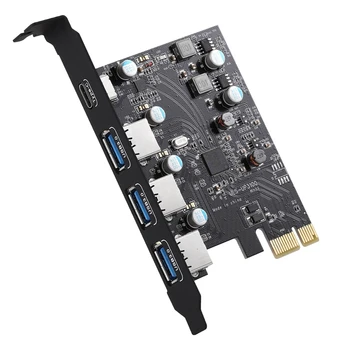 PCI-E Su USB3.0 Išplėtimo Korta PCI-E, Tipas-C Plėtra Adapterio plokštę 4 Uostų Adapterio plokštę, Skirtą Stalinį Kompiuterį