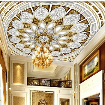 Pasirinktinis dydis 3d trimatis reljefo Europos klasikinės mandala gėlių modelis modelio kambarį lubų tapetai, freskos
