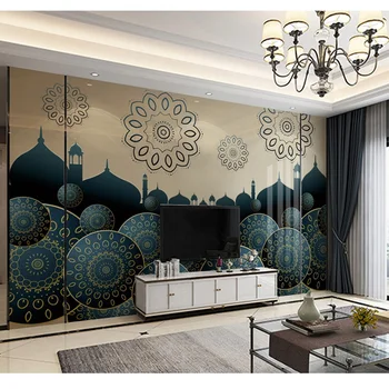 Pasirinktinis dydis miegamojo kambarį valgomasis, sofa-fonas Arabų Musulmonų mečetė freskos PVC šilko spausdinti