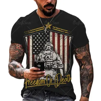 Camiseta de moda americana para hombre, camisa de manga corta con estampado 3D de diosa de la bandera, novedad de verano, 2022