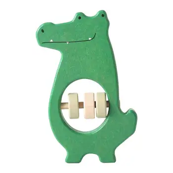 Medinis Barškutis Žaislas Montessori Krokodilas Kūdikių Barškučių Teether Shaker Patraukti Ir Nugara Barška Anksti Švietimo Žaislai Dovana Kūdikiui