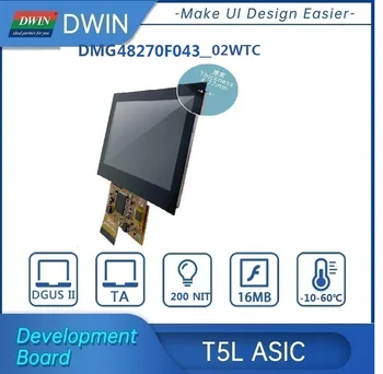 DWIN 4.3 Colių IPS Ekranas,LCD Ekranas 480xRGBx272 ,Monitoriumi, Touch Panel, TFT,UART LCM,HMI Protingas ekonomiškas