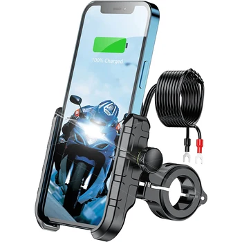 USB KS 3.0 36W Vandeniui 12V/24V Motociklo Telefono Laikiklį, Pritvirtinkite dėl 22-32mm Veidrodėliai Vairo Juosta Tinka 4-7 colių mobiliųjų telefonų