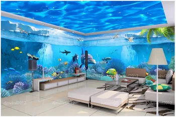 custom freskos nuotrauka 3d tapetai Fantasy Povandeninis Pasaulis Tema Pavilion 3D Erdvės Sienos 3d sienų freskomis tapetų sienos, 3 d