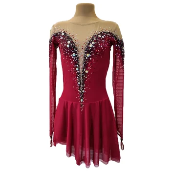 LIUHUO Ledo Čiuožimo Suknelė ilgomis Rankovėmis Mergaičių Aukštos Kokybės Kostiumas kalnų krištolas Veiklos Dėvėti Konkurencijos Baleto Suknelė