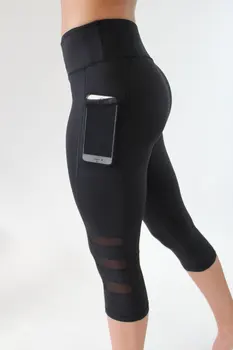 Sporto kelnės su mobiliuoju telefonu kišenės akių susiuvimo sporto septynių taškų hip-kėlimo antblauzdžiai moterims