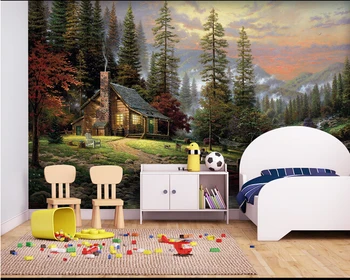 Vartotojo 3D freskomis,Europos pasaka, miško trobelėje aliejaus tapybai papel de parede,gyvenamasis kambarys su sofa-lova, TV wall miegamojo sienos popieriaus