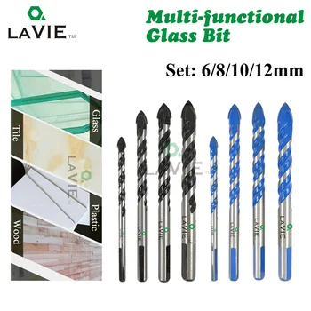 LAVIE 4pcs 6mm 8mm 10mm 12mm Multi-funkcinis Stiklas Grąžtas Trikampis Grąžtai, Keramikos Plytelių, Betono, Stiklo, Marmuro DB02060