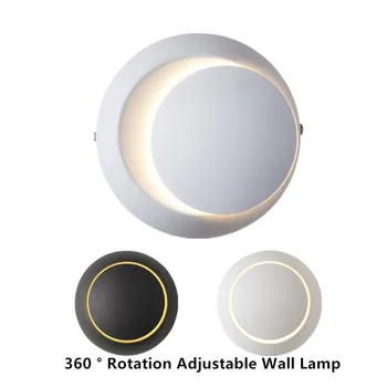 10W Apvalus LED Sienos Lempos Kambarį Apdaila Sienų apšvietimo Namų Apšvietimo 360 Laipsnių Sukimosi reguliuojamas Lempos Aliuminio AC220V