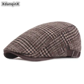 XdanqinX Snapback Skrybėlės Paprastos Medvilnės Šiltas Beretės Vyrų Reguliuojamo Dydžio Tendencija prekinių Ženklų Kepurės Rudens-Žiemos Vyrų Beretė Kalba Bžūp