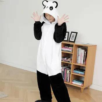 Kalėdų Suaugusiųjų Panda Kigurumis Cosplay Gobtuvu Vienos dalies Pižama Onesis Kostiumas Flanelė Drabužių XL