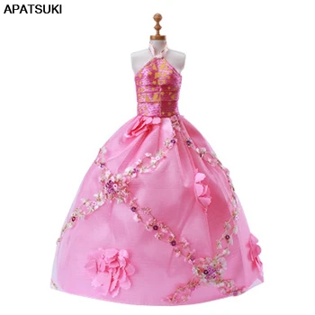 Pink Gėlių Lėlės Suknelė Barbie Lėlės, Komplektai, Vestuves Suknelė Šokių Kostiumas Už 1/6 BJD Doll Priedai Vaikas & Žaislai