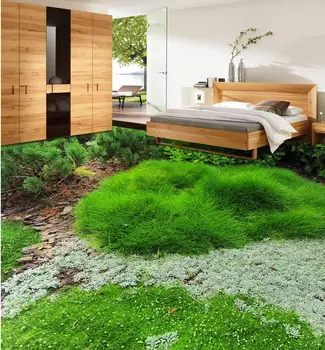 3d vonios kambarys tapetai Namų Puošybai Žalia žolė augalija 3D stereoskopinis miegamojo grindų 3d tapetai pvc