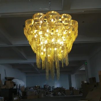 Naujas LED šviestuvo grandinės meno apšvietimo prabanga vila dvipusis liustra viešbučio fojė apdailos lempos pritaikoma dydis