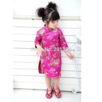 2017 Baby Girl Vasaros Suknelė vaikas drabužių, Siuvinėjimas, Gėlių Tradicinės Kinų Cheongsams Qipao Šalies naujieji Metai