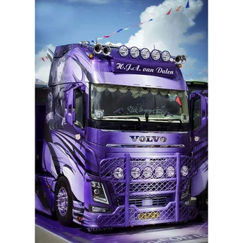 Visiškai Apvalios 5D Diamond Tapybos Violetinė Sunkvežimių Kraštovaizdžio Mozaika, Tapyba kalnų krištolas, Deimantas Siuvinėjimo Kryželiu Rinkiniai Namų Dekoro