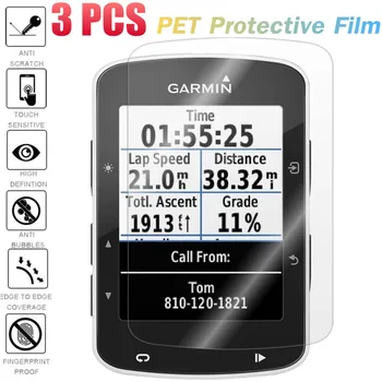 3 Vnt Naują PET Apsaugos Minkštas Kino Garmin Edge 520 GPS Dviračių Chronometras HD Nulio Įrodymas Ekrano PET Plėvelė Nemokamas Pristatymas