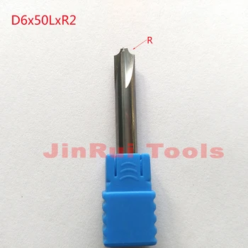 1pc D6*50L*R2 HRC50 Kieto karbido chamfering frezavimo cutter Latakų maršruto bitai Aliuminio tools peilis