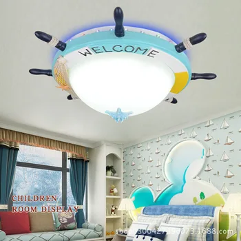 Nauja vaikų kambario kūrybos namų puošybai lubų lempa laivo vairo Viduržemio jūros LED apšvietimas berniukų ir mergaičių miegamasis kambarys