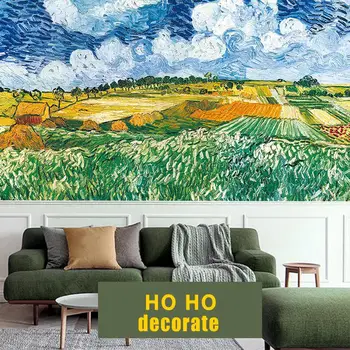Pasirinktinis Dydis Europos Van Gogh Aliejaus Tapybai Kviečių Laukas Meno TV gyvenamojo Kambario, Valgomojo, Miegamojo Tapetai, Freskos PVC Šilko